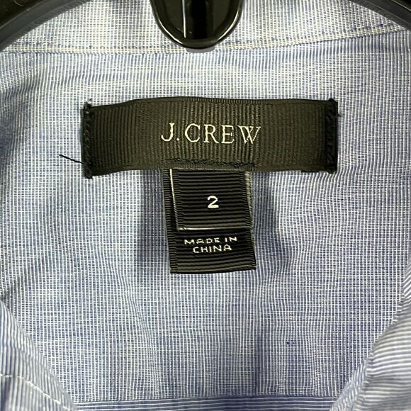 J Crew Shirt Womens 2‎ Blue Twill Stretch Lightweight Button-Up Long Sleeve - Picture 5 of 10